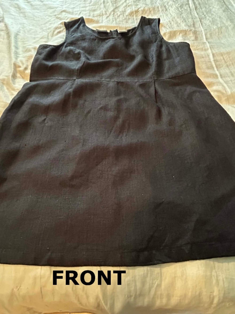 DRESS, PURE LINEN, BLACK, SIZE 24W, ROUND COLLAR, SLEEVELESS, HAS DARTS, UNLINED